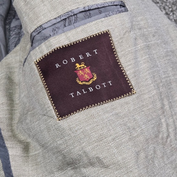 Robert Talbott Carmel Blazer 44R Men's Tan Wool Silk Linen Sport Coat Canada - Picture 7 of 16